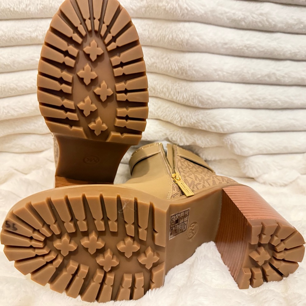 Michael Kors Tan MK Logo Strap Ankle Booties - Picture 4 of 12
